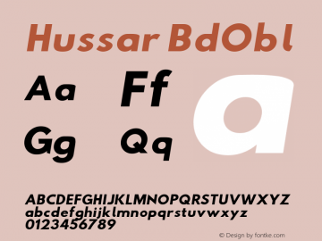 Hussar BdObl Version 2.21 Font Sample