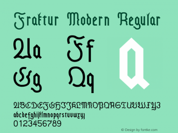 Fraktur Modern Regular Version 1.00 Font Sample