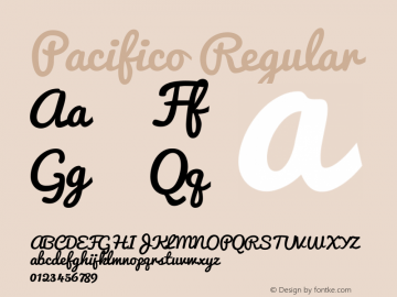 Pacifico Regular Version 1.000 Font Sample