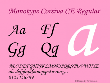 Monotype Corsiva CE Regular Version 1.4 - East European character set图片样张