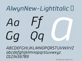 AlwynNew-LightItalic ☞ Version 5.000;com.myfonts.moretype.alwyn-new.light-italic.wfkit2.3ugC图片样张