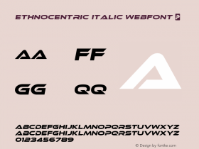 Ethnocentric Italic Webfont  This is a protected webfont and is intended for CSS @font-face use ONLY. Reverse engineering this font is strictly prohibited.图片样张