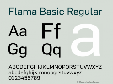 Flama Basic Regular Version 3.000 Font Sample