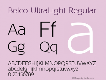 Belco UltraLight Regular 1.000 Font Sample