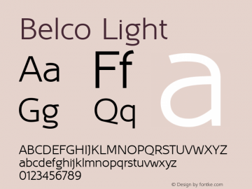 Belco Light 1.001 Font Sample
