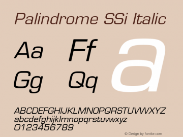 Palindrome SSi Italic 001.000 Font Sample