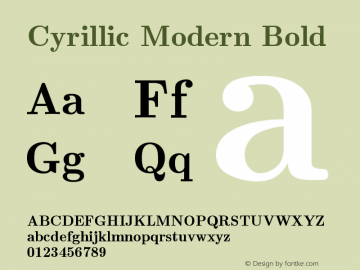Cyrillic Modern Bold Version 003.002 Font Sample