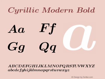 Cyrillic Modern Bold Version 003.002 Font Sample