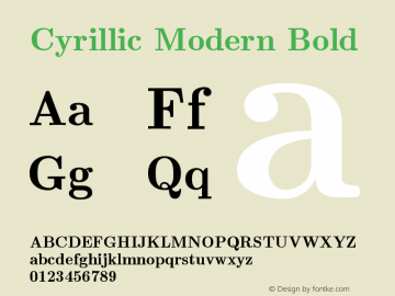 Cyrillic Modern Bold Version 4.001 Font Sample