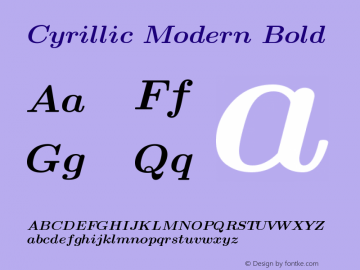 Cyrillic Modern Bold Version 4.000 Font Sample