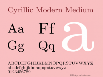 Cyrillic Modern Medium Version 4.002 Font Sample