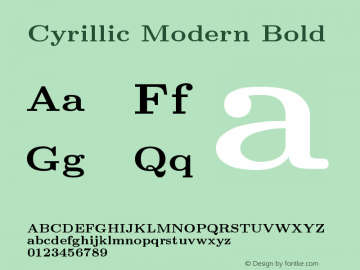 Cyrillic Modern Bold Version 4.002 Font Sample