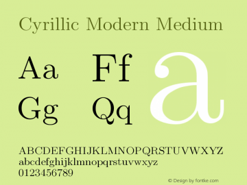 Cyrillic Modern Medium Version 4.002 Font Sample