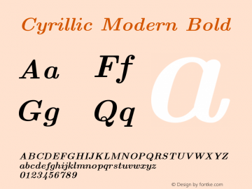 Cyrillic Modern Bold Version 4.002 Font Sample