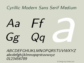 Cyrillic Modern Sans Serif Medium Version 4.002 Font Sample
