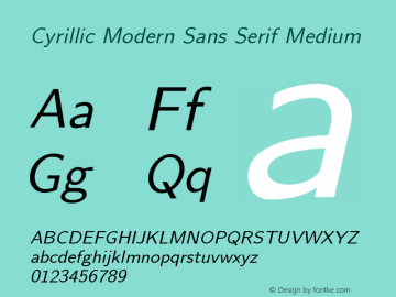 Cyrillic Modern Sans Serif Medium Version 4.002 Font Sample