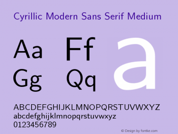 Cyrillic Modern Sans Serif Medium Version 4.002 Font Sample