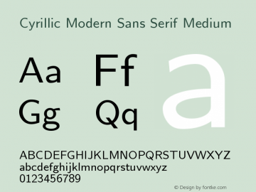 Cyrillic Modern Sans Serif Medium Version 4.002 Font Sample