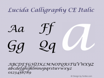 Lucida Calligraphy CE Italic Version 1.01 Font Sample