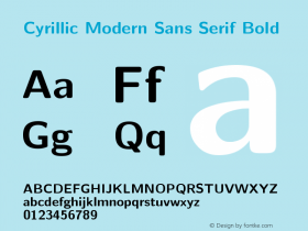 Cyrillic Modern Sans Serif Bold Version 4.002 Font Sample