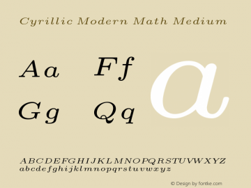 Cyrillic Modern Math Medium Version 4.002 Font Sample