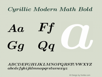 Cyrillic Modern Math Bold Version 4.002 Font Sample
