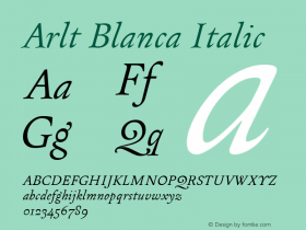 Arlt Blanca Italic Version 1.000 2007 initial release图片样张