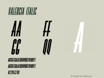 Valencia Italic Unknown Font Sample