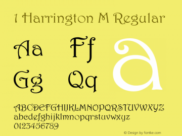 1 Harrington M Regular Version 1.50 Font Sample