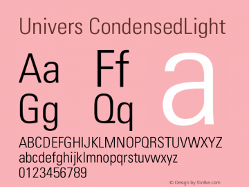 Univers CondensedLight Version 001.001图片样张