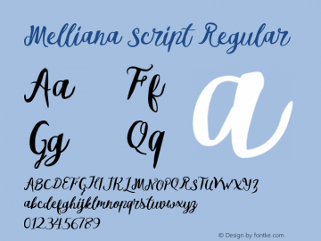 Melliana Script Regular 1.000 Font Sample