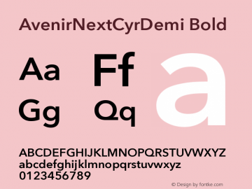 AvenirNextCyrDemi Bold Version 1.00图片样张