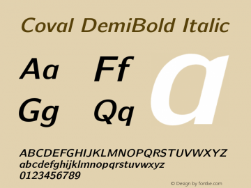 Coval DemiBold Italic Version 001.000 Font Sample