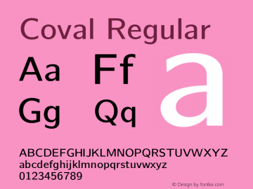 Coval Regular Version 2.000 Font Sample