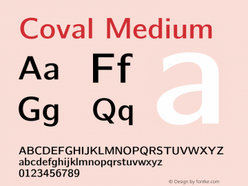 Coval Medium Version 2.000 Font Sample