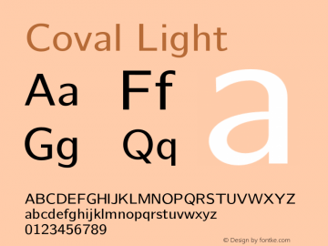 Coval Light Version 2.000 Font Sample