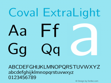 Coval ExtraLight Version 2.000 Font Sample