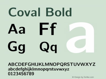Coval Bold Version 2.000 Font Sample