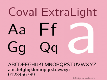 Coval ExtraLight Version 2.000; ttfautohint (v1.3) Font Sample
