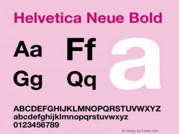 Helvetica Neue Bold Unknown Font Sample