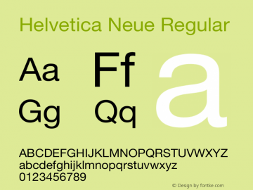 Helvetica Neue Regular Unknown Font Sample