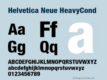 Helvetica Neue HeavyCond Version 001.000 Font Sample