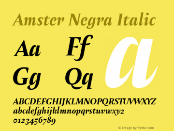 Amster Negra Italic Version 1.000;PS 001.000;hotconv 1.0.70;makeotf.lib2.5.58329 Font Sample
