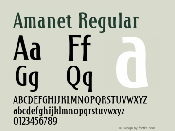 Amanet Regular Version 1.000 Font Sample