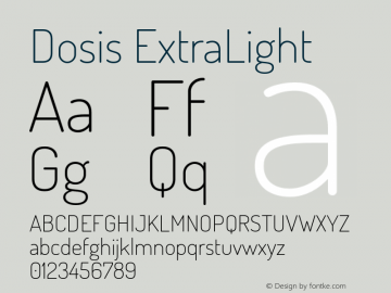 Dosis ExtraLight Version 1.007 Font Sample