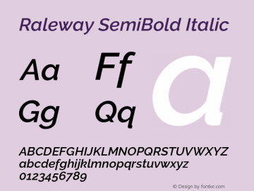 Raleway SemiBold Italic Version 2.500图片样张