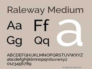 Raleway Medium Version 2.001; ttfautohint ( Font Sample