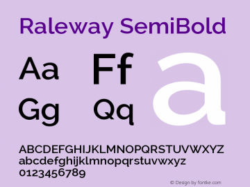 Raleway SemiBold Version 2.001; ttfautohint ( Font Sample