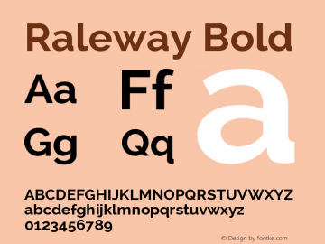 Raleway Bold Version 2.001; ttfautohint ( Font Sample