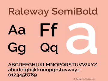 Raleway SemiBold Version 3.000; ttfautohint (v0.96) -l 8 -r 28 -G 28 -x 14 -w 